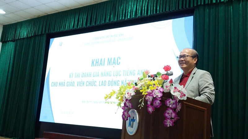 Ông Nguyễn Công Thông- Hiệu trưởng VKTech đánh giá kỳ thi là động lực để nhà trường phát triển hướng tới môi trường chuẩn quốc tế 