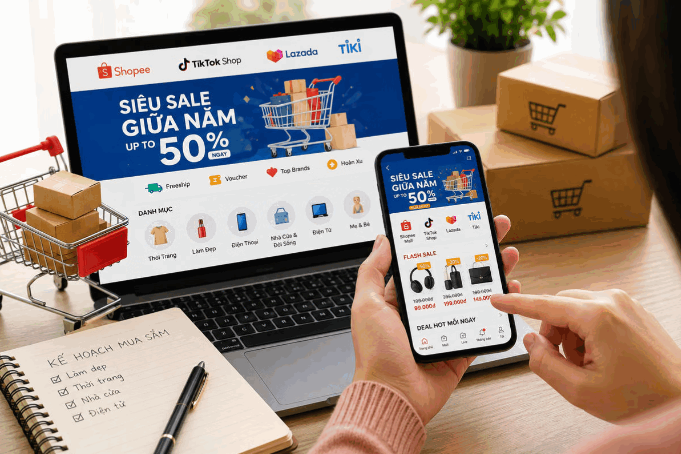 Thương mại điện tử Việt Nam bùng nổ, hơn 290 nghìn tỷ đồng doanh thu ghi nhận từ 4 sàn lớn